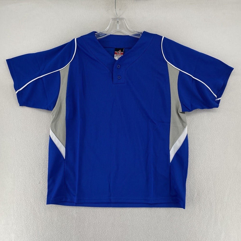 Alleson Youth Baseball Jersey‎ Size XL Blue Gray Short sleeve